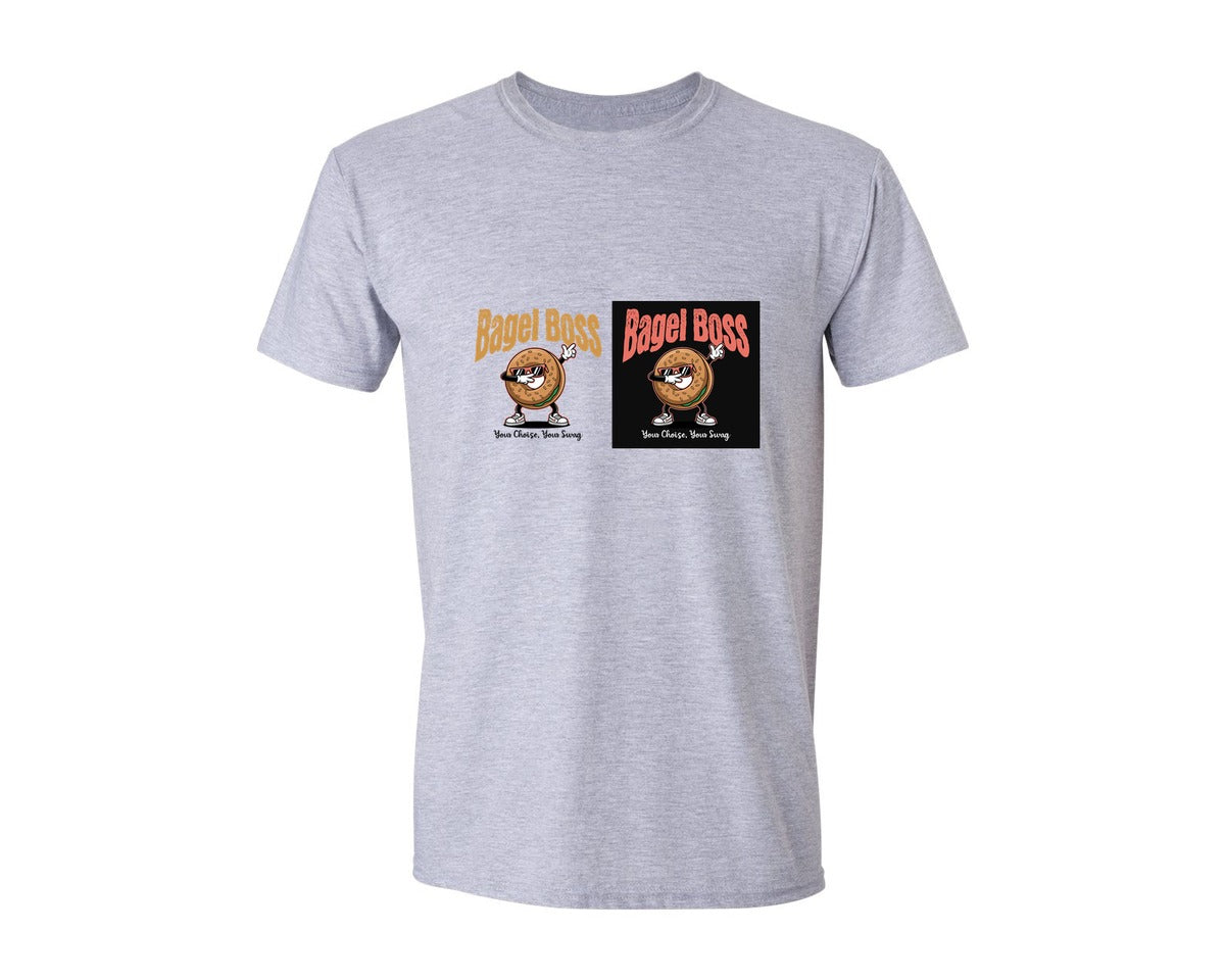 brand:Generic|color:Sports Grey / Athletic Heather|Bagel Boss Swaggy Food Design Graphic T-Shirt