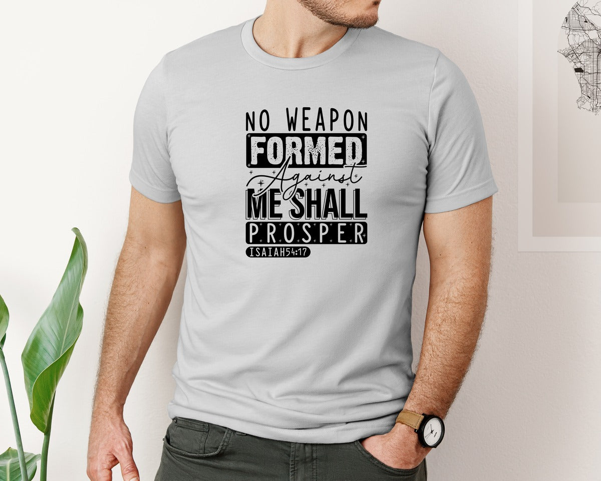 brand:Bella Canvas|color:Sports Grey / Athletic Heather|No Weapon Formed Against Me Shall Prospe Graphic T-Shirt