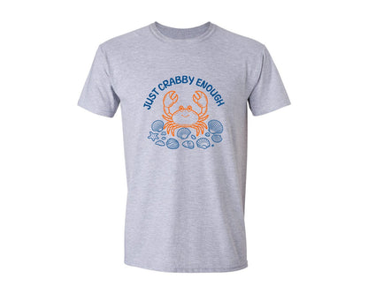 brand:Generic|color:Sports Grey / Athletic Heather|Just Crabby Enough T Shirt Design Graphic T-Shirt