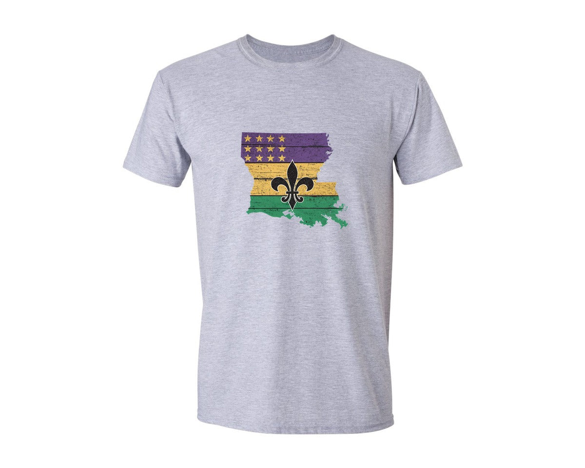 brand:Generic|color:Sports Grey / Athletic Heather|Louisiana Mardi Gras Mardi Gras Graphic T-Shirt