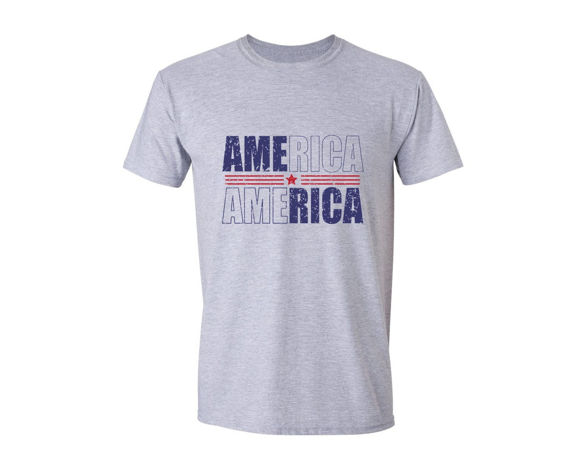 brand:Generic|color:Sports Grey / Athletic Heather|America Patriotic Graphic T-Shirt
