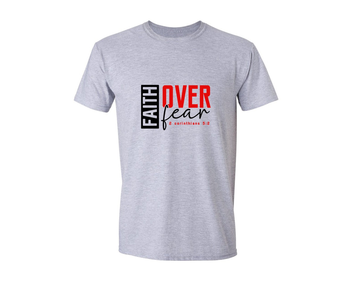 brand:Generic|color:Sports Grey / Athletic Heather|Faith Over Fear Christian Graphic T-Shirt