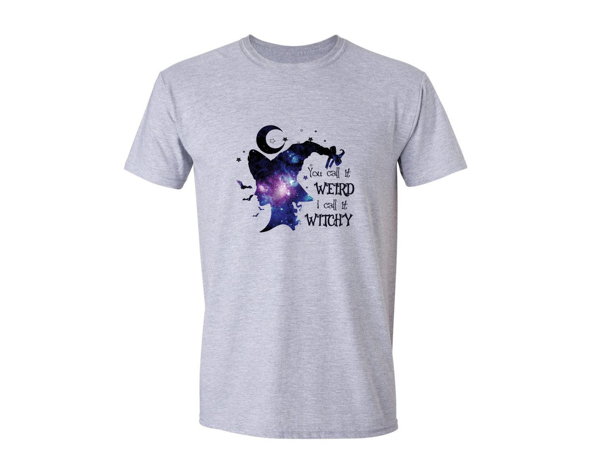 brand:Generic|color:Sports Grey / Athletic Heather|Weird And Witchy Quote Graphic T-Shirt