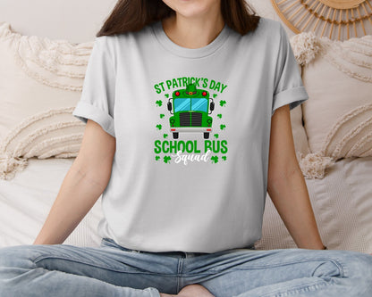 brand:Bella Canvas|color:Sports Grey / Athletic Heather|St Patricks Day School Bus Squad School 2 Graphic T-Shirt
