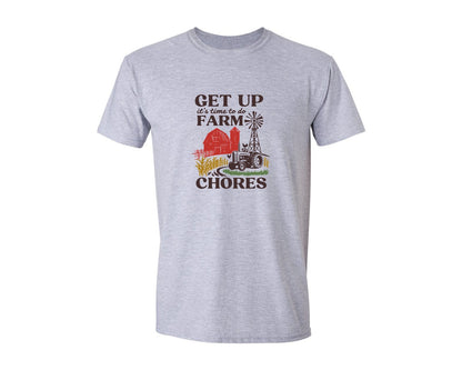 brand:Generic|color:Sports Grey / Athletic Heather|Get Up Its Time To Do Farm Chores 2 Graphic T-Shirt