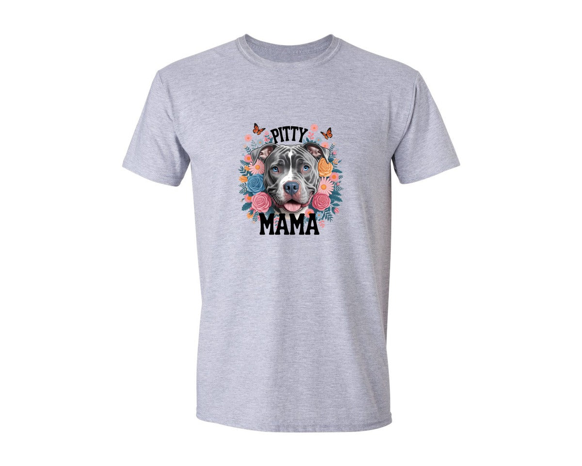 brand:Generic|color:Sports Grey / Athletic Heather|Pitty Mama Cute Pitbull Dog Graphic T-Shirt