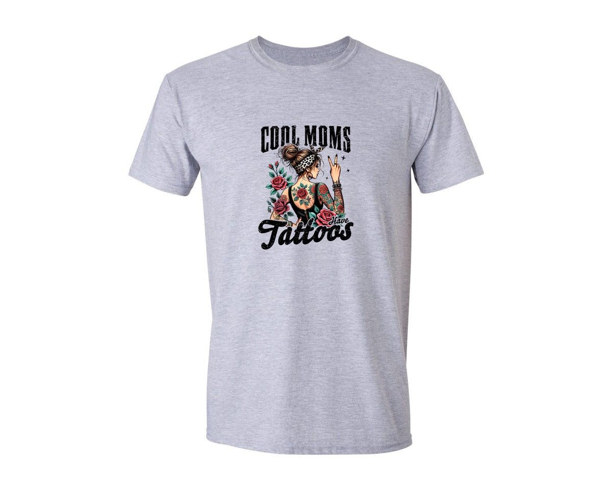 brand:Generic|color:Sports Grey / Athletic Heather|Funny Mothers Day Cool Mom Have Tattoos Graphic T-Shirt