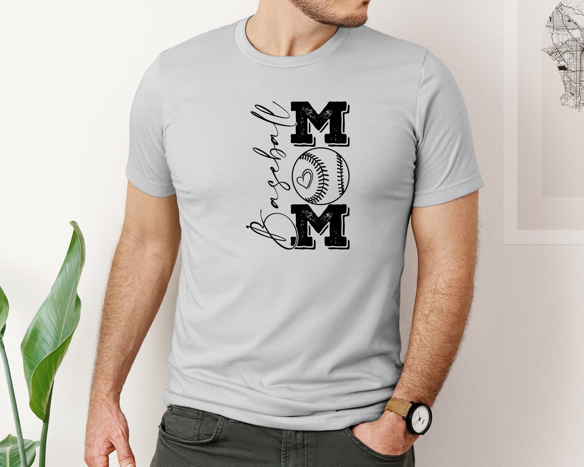 brand:Bella Canvas|color:Sports Grey / Athletic Heather|Baseball Mama 16 Graphic T-Shirt
