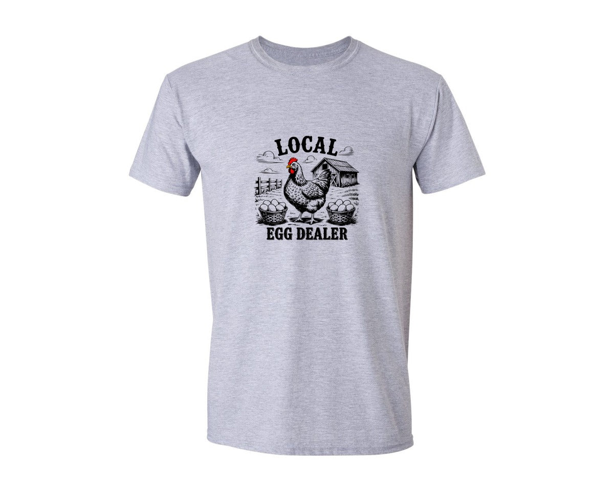 brand:Generic|color:Sports Grey / Athletic Heather|Local Egg Dealer Farmhouse Graphic T-Shirt
