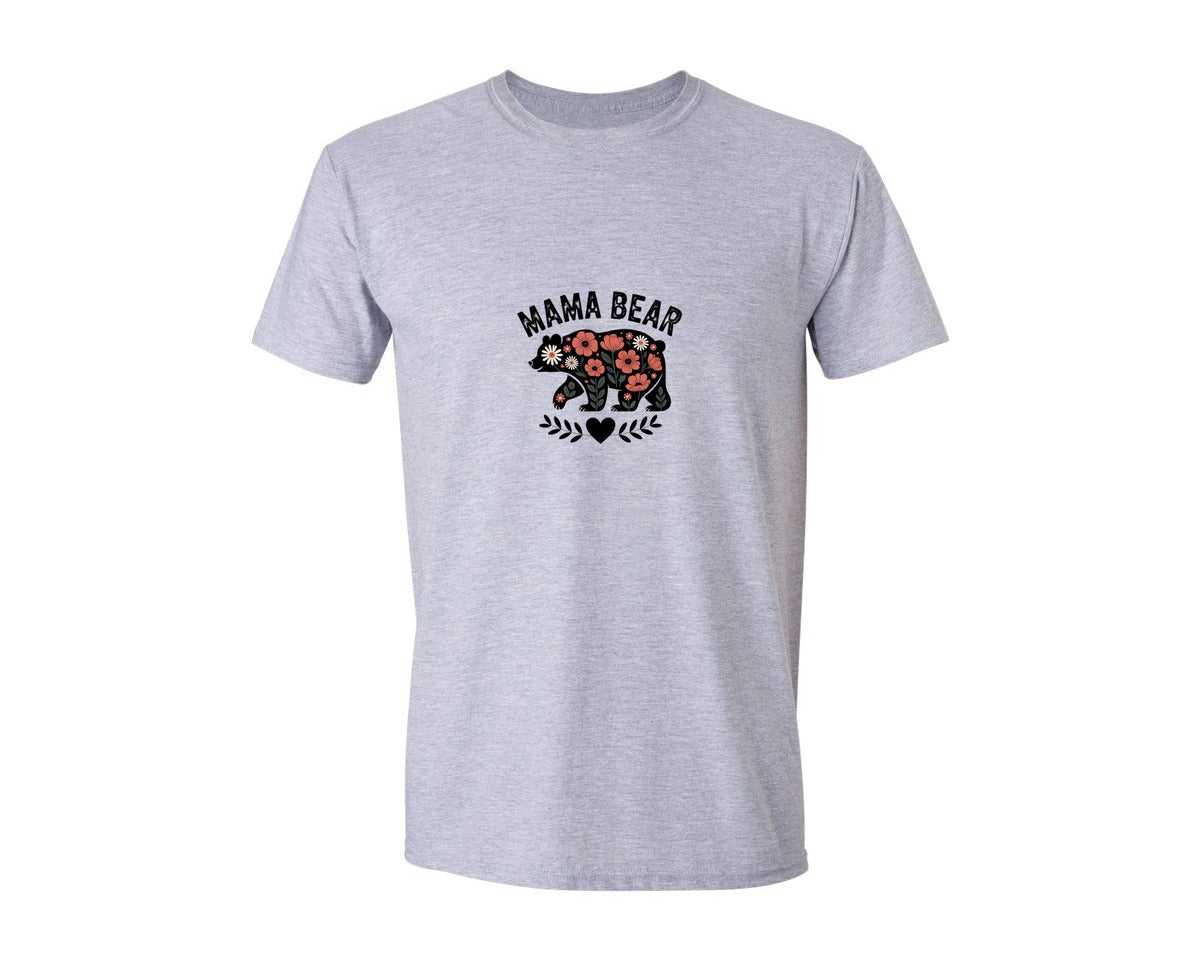 brand:Generic|color:Sports Grey / Athletic Heather|Mama Bear Retro Flower Vintage Sublimate 2 Graphic T-Shirt