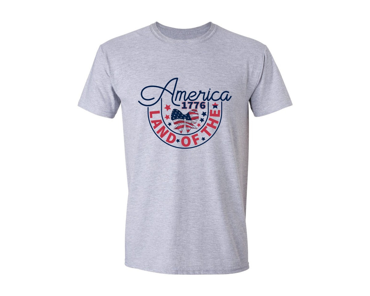 brand:Generic|color:Sports Grey / Athletic Heather|America 1776 Land Of The Free Graphic T-Shirt
