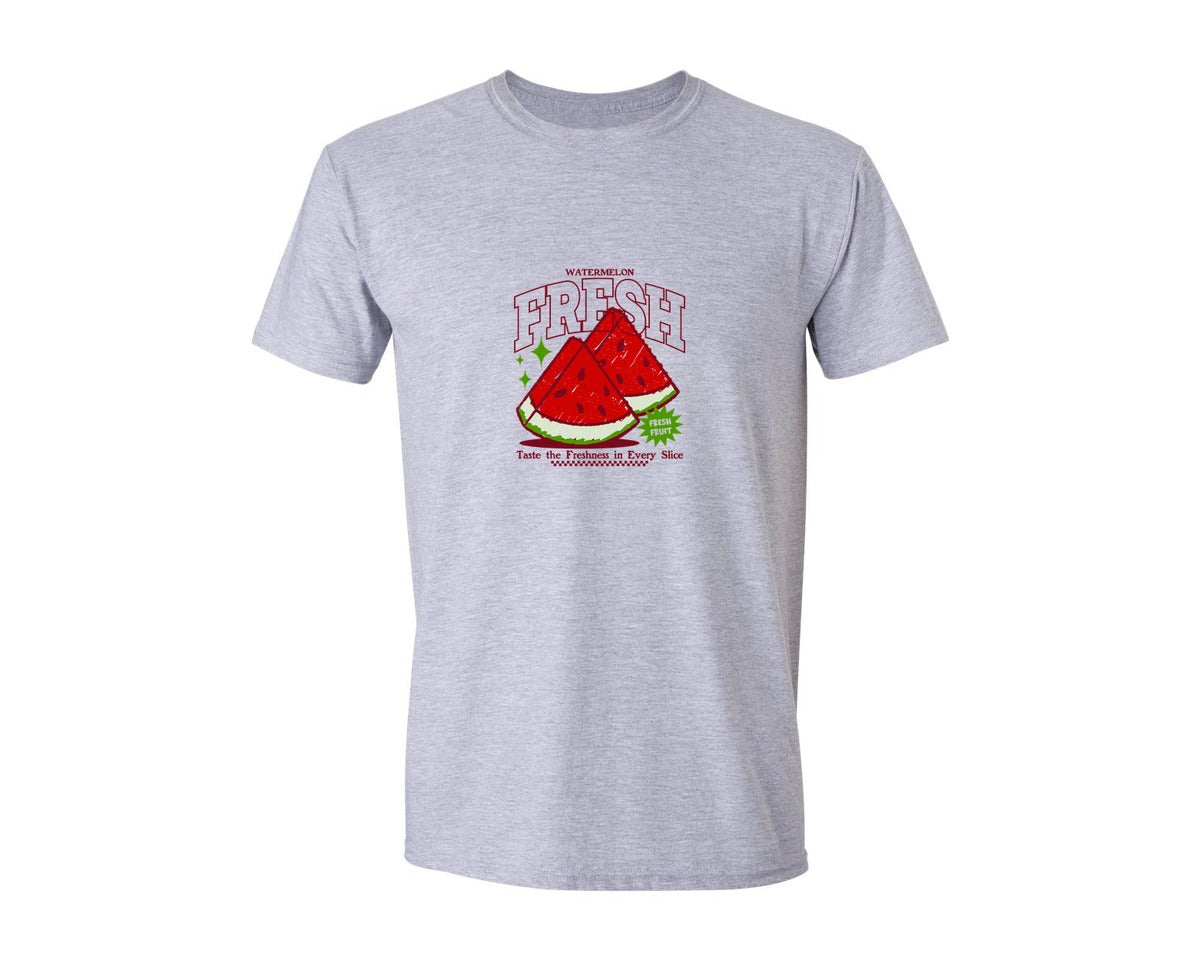 brand:Generic|color:Sports Grey / Athletic Heather|Watermelon Illustration Print Design Graphic T-Shirt