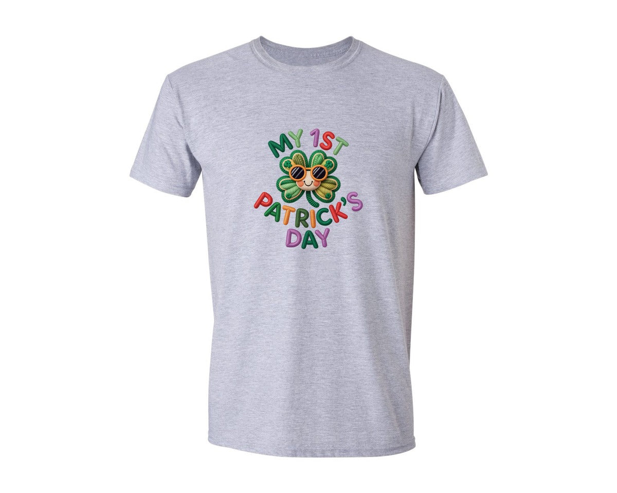 brand:Generic|color:Sports Grey / Athletic Heather|Knitted My First Patricks Day Shirt Graphic T-Shirt
