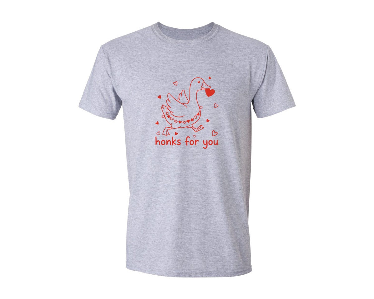 brand:Generic|color:Sports Grey / Athletic Heather|Honks For You Cute Goose Valentine Graphic T-Shirt