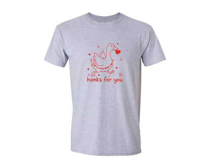 brand:Generic|color:Sports Grey / Athletic Heather|Honks For You Cute Goose Valentine Graphic T-Shirt