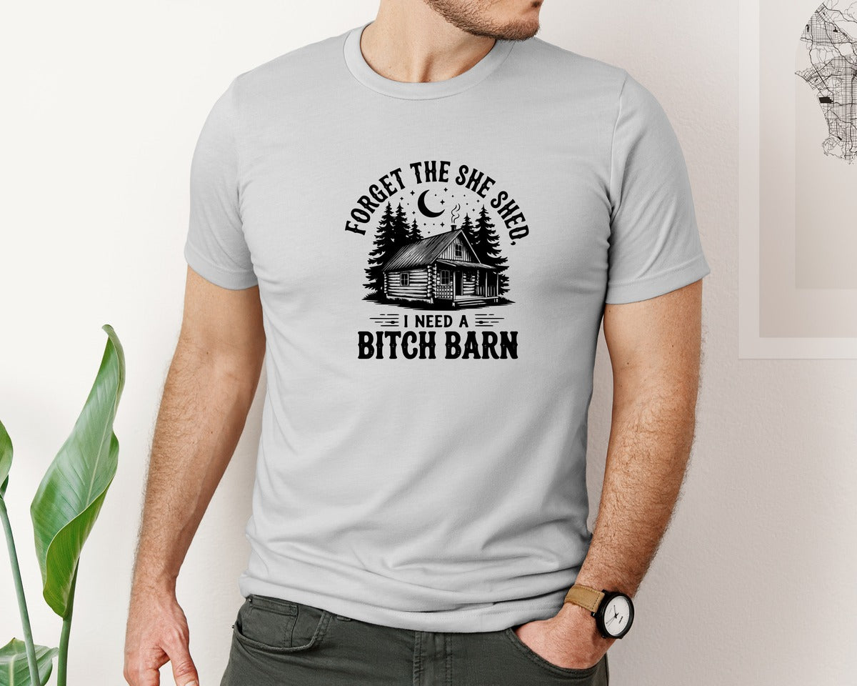 brand:Bella Canvas|color:Sports Grey / Athletic Heather|Farm Home Svgforget The She Shed Tshirt Graphic T-Shirt