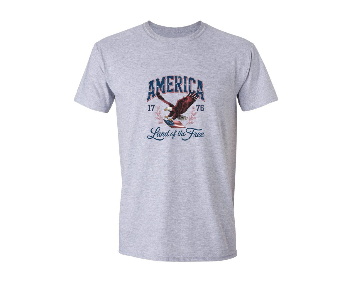 brand:Generic|color:Sports Grey / Athletic Heather|America 1776 Land Of The Free Usa Graphic T-Shirt