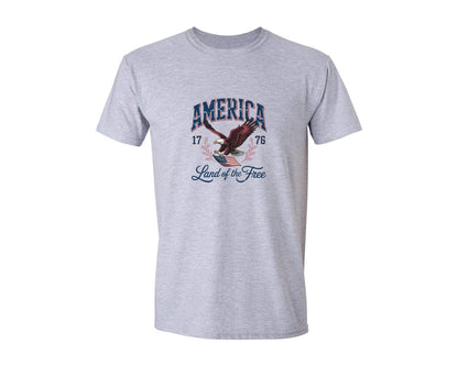 brand:Generic|color:Sports Grey / Athletic Heather|America 1776 Land Of The Free Usa Graphic T-Shirt