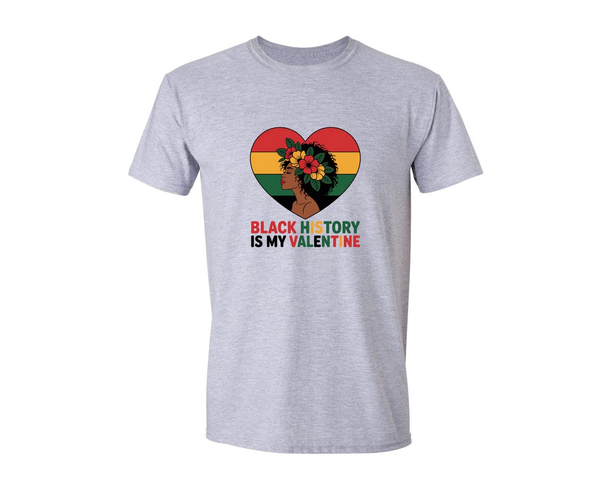 brand:Generic|color:Sports Grey / Athletic Heather|Black History Valentine Graphic T-Shirt