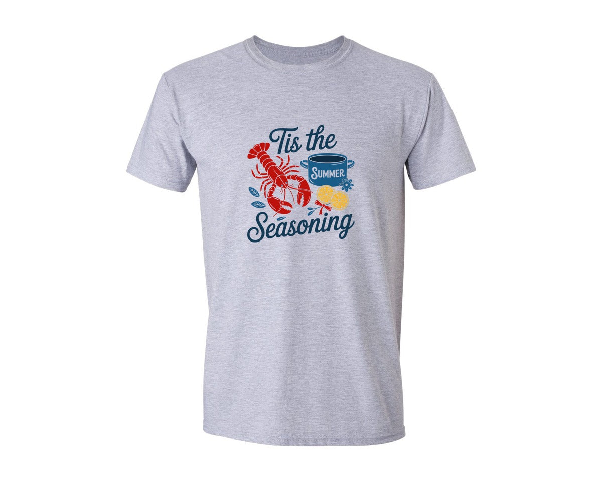 brand:Generic|color:Sports Grey / Athletic Heather|Tis The Seasoning Crawfish Summer Graphic T-Shirt