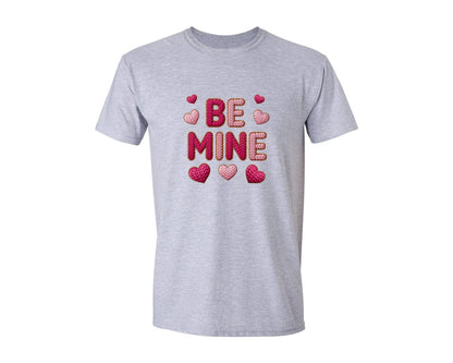 brand:Generic|color:Sports Grey / Athletic Heather|Faux Yarn Be Mine Valentines 2 Graphic T-Shirt