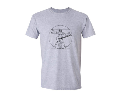 brand:Generic|color:Sports Grey / Athletic Heather|Da Vinci Vitruvian Man Guitar Player Graphic T-Shirt
