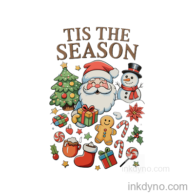 Cheerful Christmas Elements With Santa And Friends — DTF Transfer