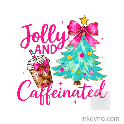 Jolly And Caffeinated Holiday Graphic Design — DTF Transfer