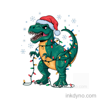 Tree Rex Dinosaur Trex DTF Transfer – Ready to Press (Christmas)