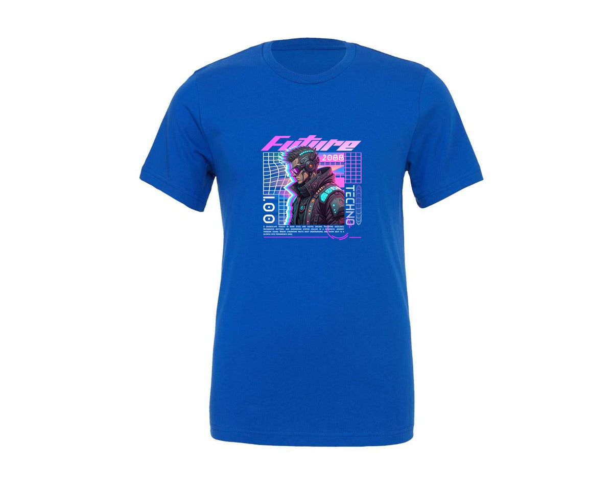 brand:Generic|color:True Royal Blue|Urban Cyberpunk Streetwear T Shirt Design Graphic T-Shirt