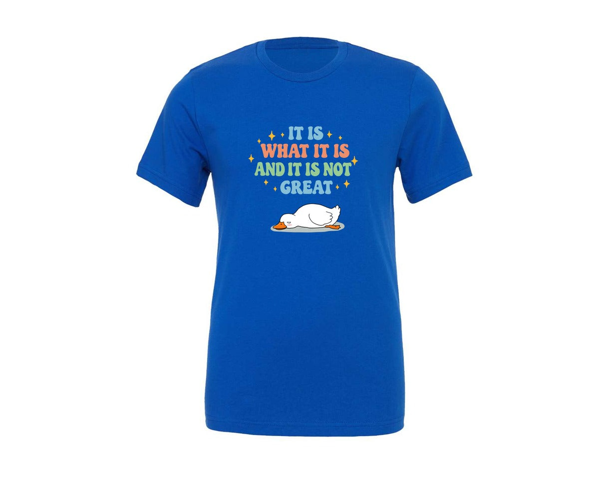 brand:Generic|color:True Royal Blue|Funny Duck It Is What It Is Graphic T-Shirt