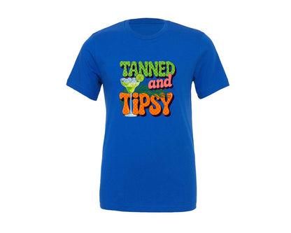 brand:Generic|color:True Royal Blue|Tanned And Tipsy Summer 3 Graphic T-Shirt