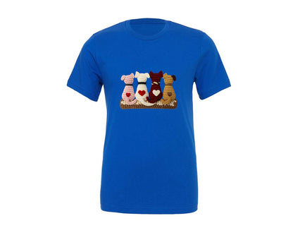 brand:Generic|color:True Royal Blue|Faux Crochet Valentine Dog Graphic T-Shirt