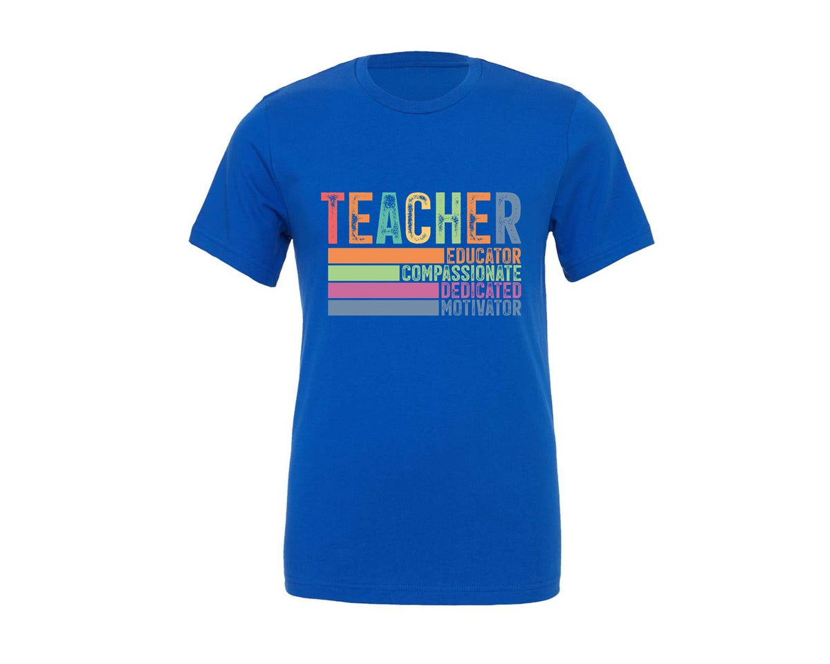 brand:Generic|color:True Royal Blue|Retro Teacher Design Teacher 8 Graphic T-Shirt