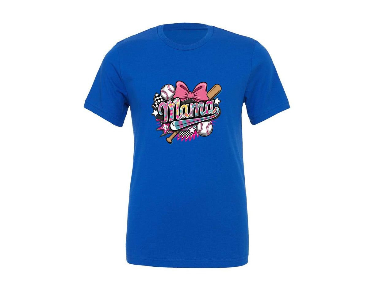brand:Generic|color:True Royal Blue|Baseball Mama Coquette Baseball Graphic T-Shirt