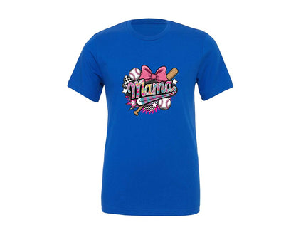 brand:Generic|color:True Royal Blue|Baseball Mama Coquette Baseball Graphic T-Shirt