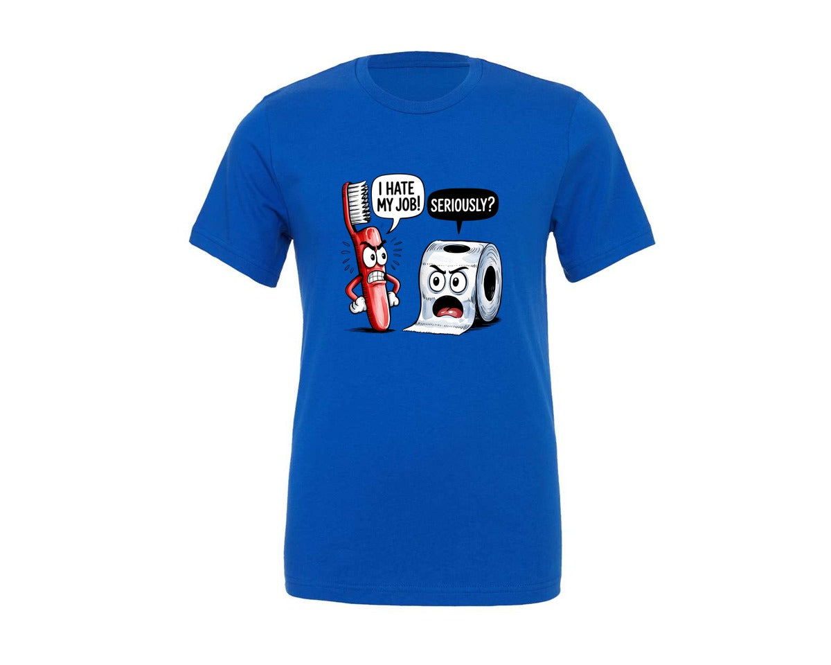 brand:Generic|color:True Royal Blue|Quirky Toothbrush Toilet Paper Graphic T-Shirt