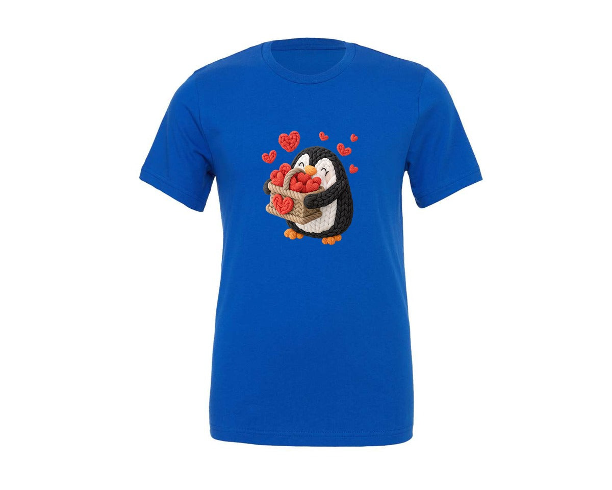 brand:Generic|color:True Royal Blue|Valentine Penguin Valentine 2 Graphic T-Shirt
