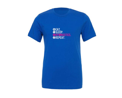 brand:Generic|color:True Royal Blue|Eat Sleep Gymnastics Repeat 3 Graphic T-Shirt