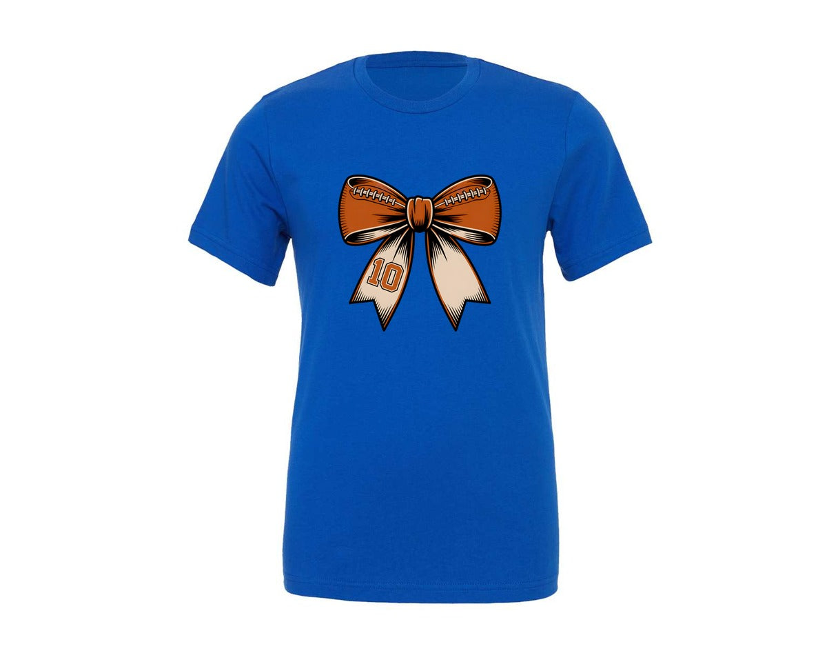 brand:Generic|color:True Royal Blue|Custom Football Coquette Game Day Graphic T-Shirt
