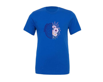 brand:Generic|color:True Royal Blue|Epilepsy Awareness Brain With Purple Graphic T-Shirt