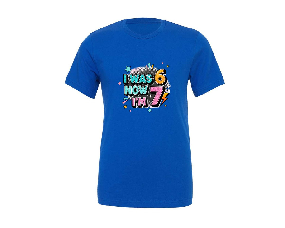 brand:Generic|color:True Royal Blue|Kids Birthday I Am 7 Years Old Graphic T-Shirt
