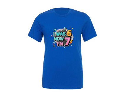 brand:Generic|color:True Royal Blue|Kids Birthday I Am 7 Years Old Graphic T-Shirt