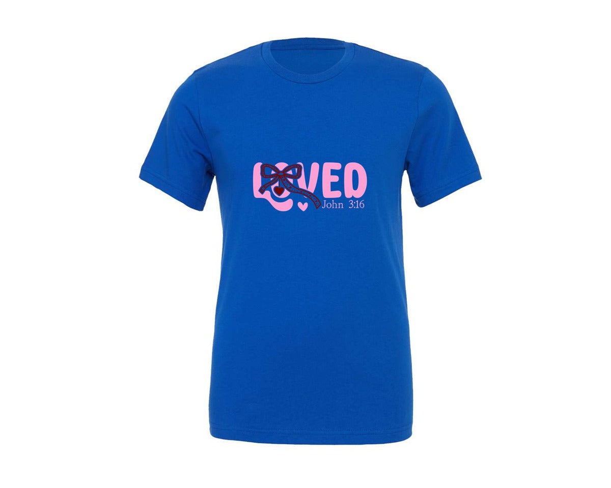 brand:Generic|color:True Royal Blue|Valentine Day Svgloved John 316 Graphic T-Shirt