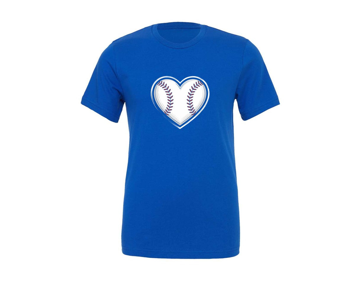 brand:Generic|color:True Royal Blue|Baseball Heart Shirt Graphic T-Shirt