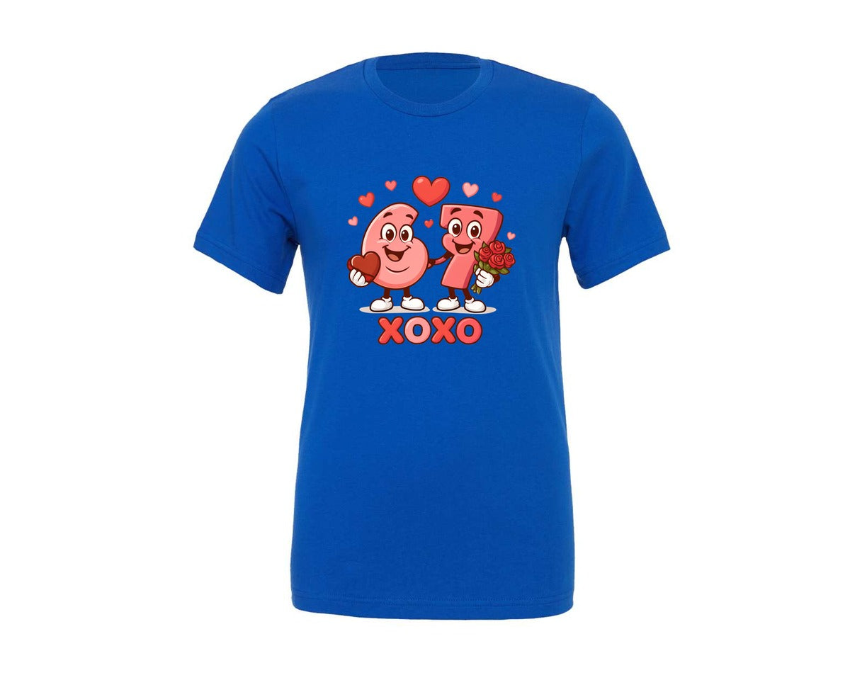 brand:Generic|color:True Royal Blue|67 Valentines Day Xoxo Couple Heart 2 Graphic T-Shirt