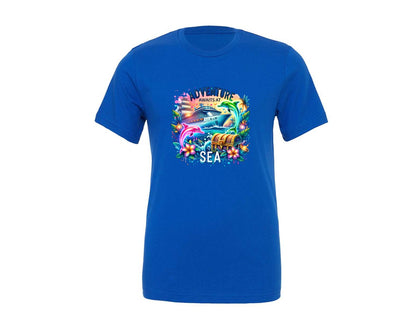 brand:Generic|color:True Royal Blue|Adventure Awaits At Sea Cruise Graphic T-Shirt