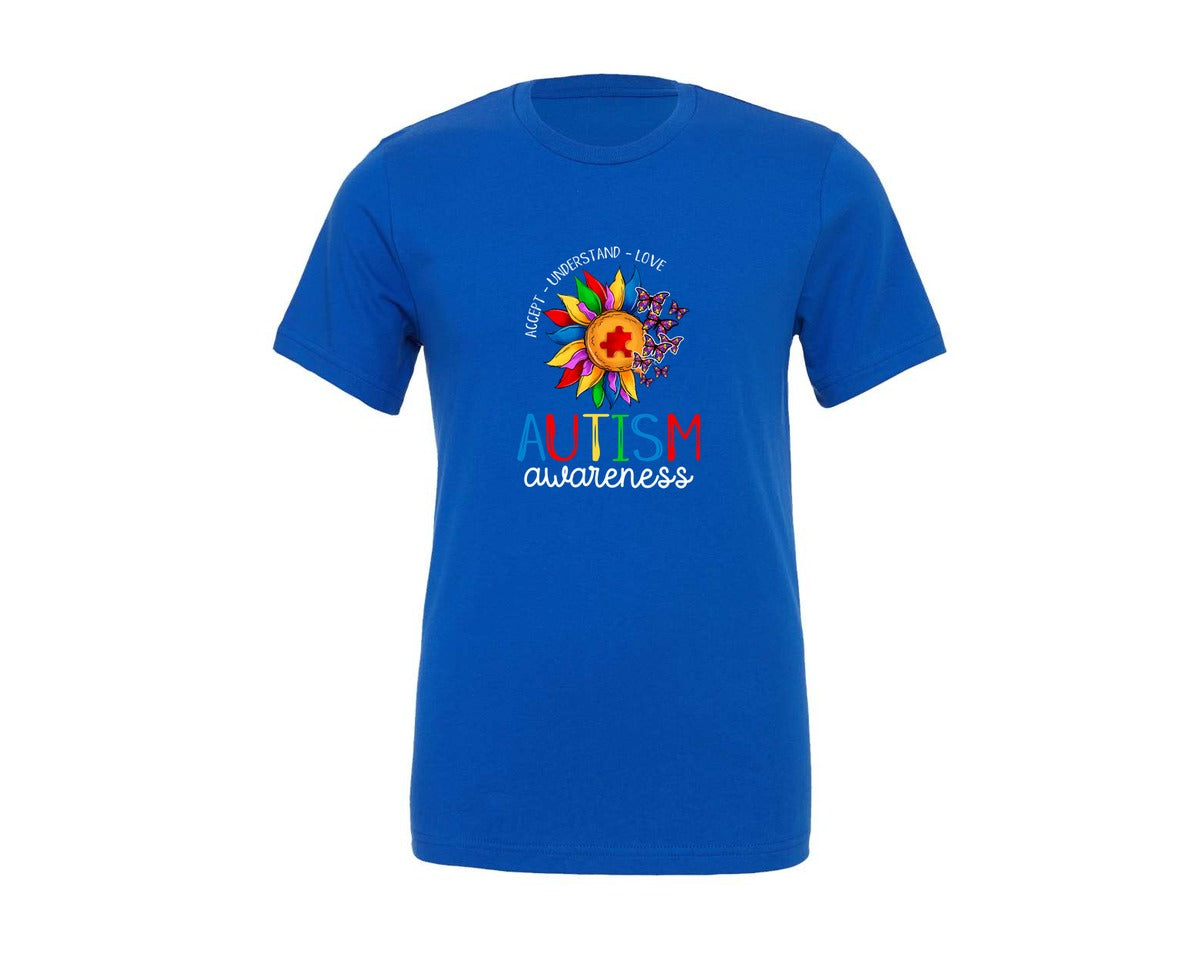 brand:Generic|color:True Royal Blue|Accept Understand Love Autism 3 Graphic T-Shirt