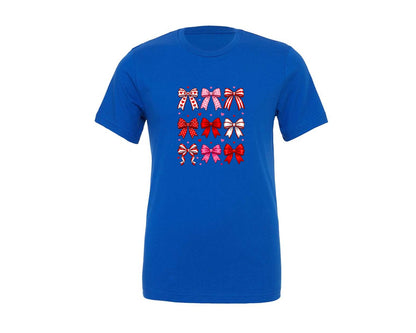 brand:Generic|color:True Royal Blue|Valentine Coquette Bow 9 Graphic T-Shirt