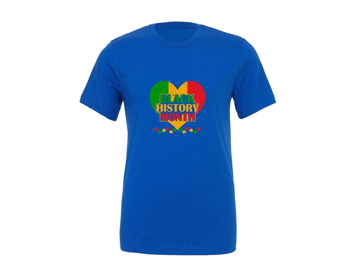 brand:Generic|color:True Royal Blue|Black History Month Heart T Shirt Graphic T-Shirt